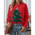 thumbnail image 6 of Ugly Christmas Sweater for Women Funny Holiday Xmas Tree Crew Neck Long Sleeve Cable Knit Pullover Sweater Alsol Lamesa, 6 of 6