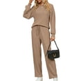 thumbnail image 4 of UVN Pajama Sets for Women Long Sleeve Lounge Set Ribbed Knit Sleepwear 2 Piece Pjs Soft Loungewear with Pockets, 4 of 9