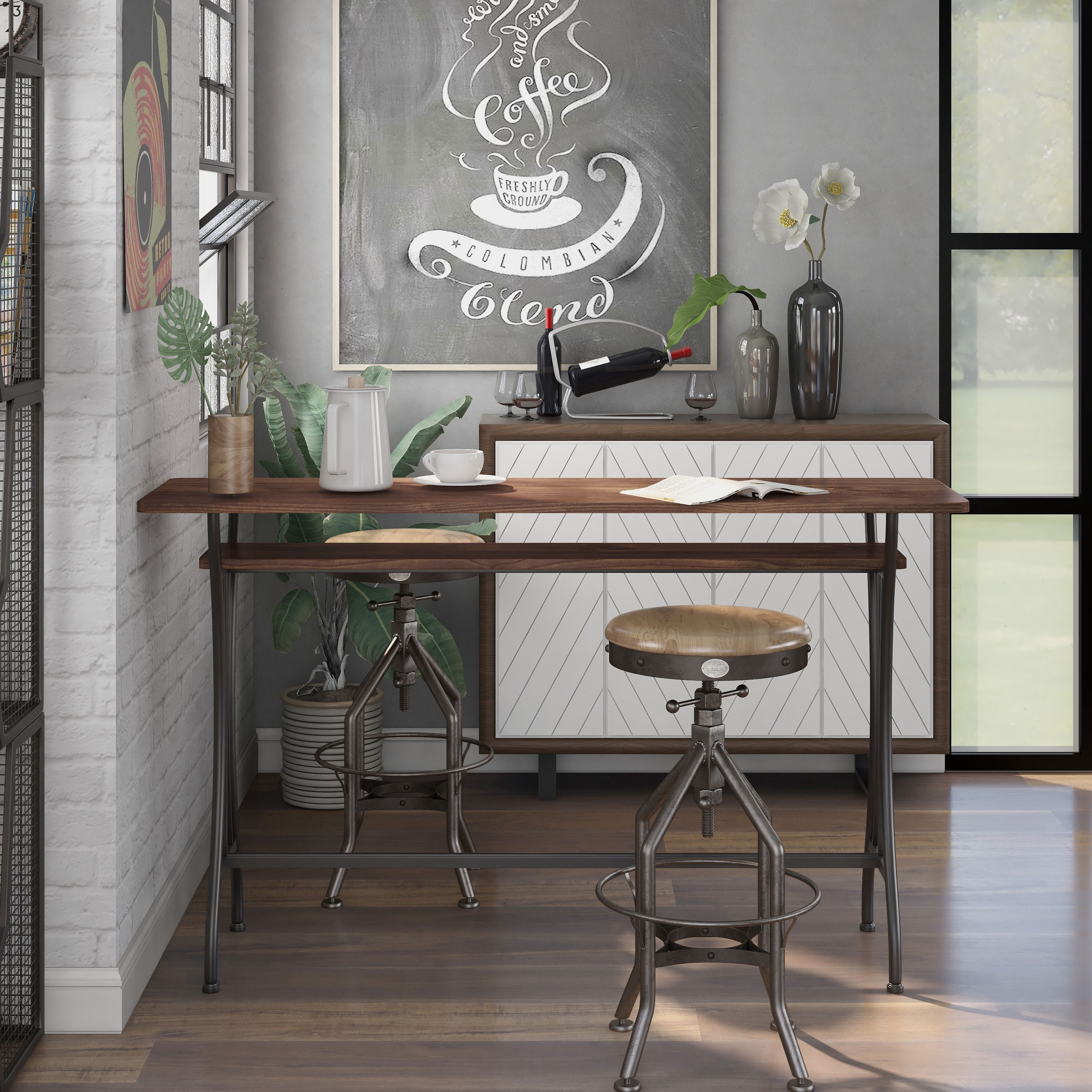 Furniture of America Lully 1-Shelf Wood Indoor Console Table, Toasted Barnwood