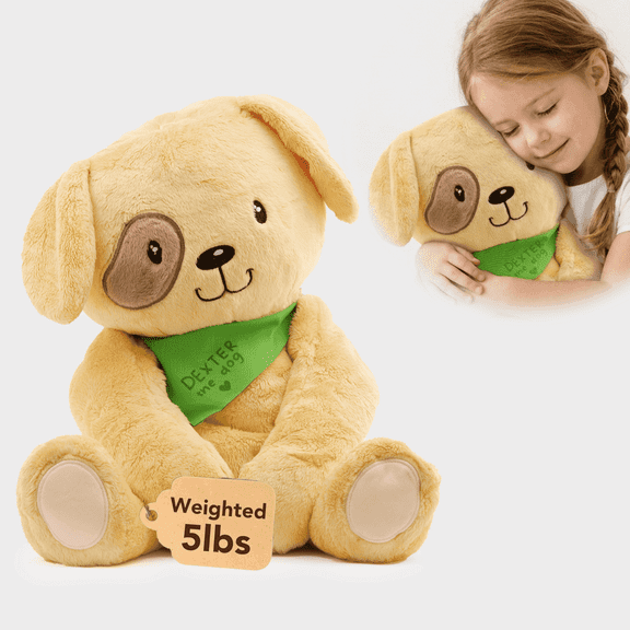 Lilly’s Love 5lb Weighted Stuffed Animal for Anxiety Relief, Dexter The Dog, Sensory Plush for Kids & Adults