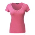 thumbnail image 1 of FashionOutfit Women's Short Sleeve Wide V-Neckline T-Shirt, 1 of 3