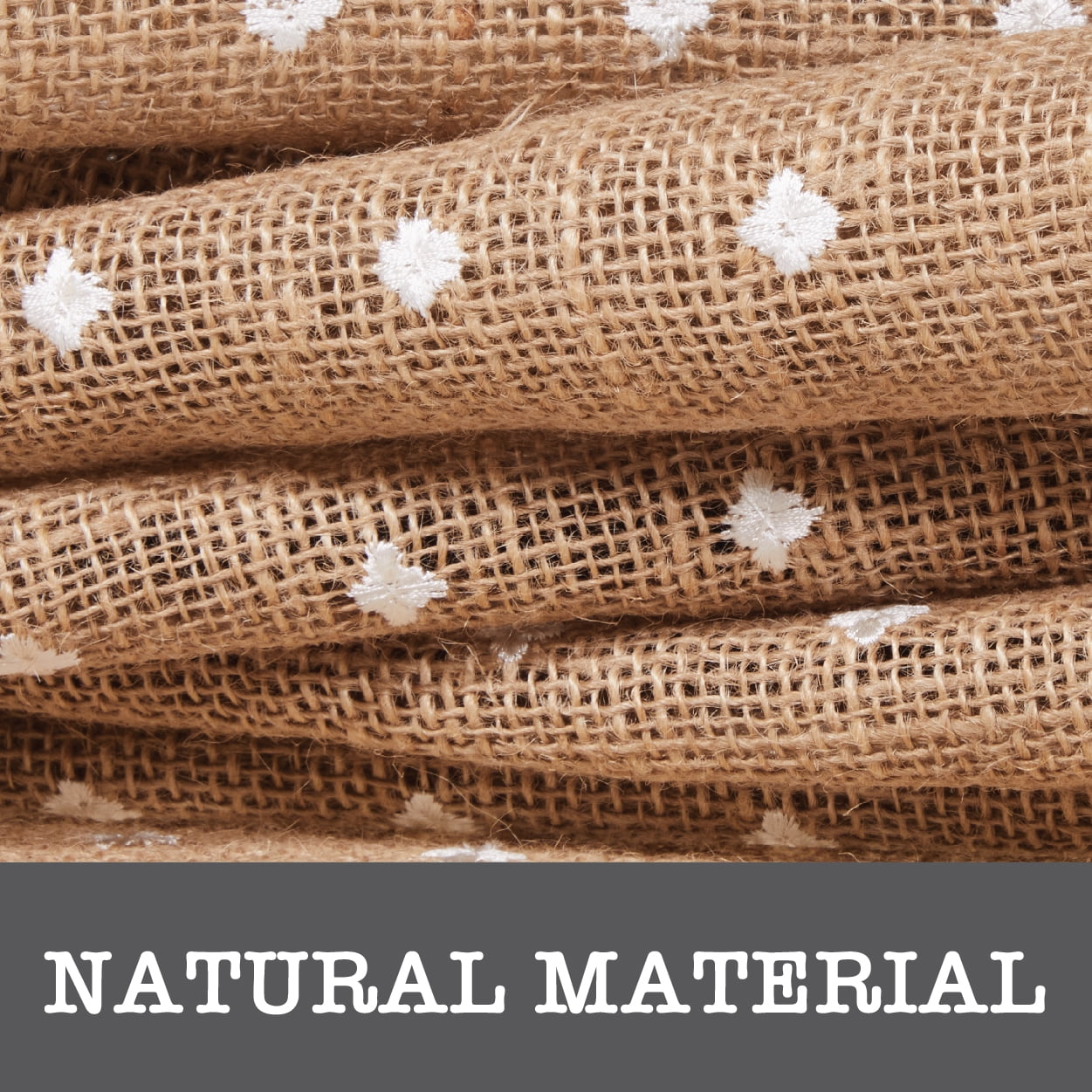 Love, Laugh, Craft Natural Jute Burlap Table Runner Roll, Finished Edges, 12"Wx3-Yds, White Dots