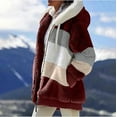 thumbnail image 3 of Fleece Jacket Women Plus Size Warm Winter Coats Fluffy Sherpa Hoodie Zip up Casual Color Block Faux Fur Cardigan Coat Shaggy Cardigan Sweater Outerwear, 3 of 6