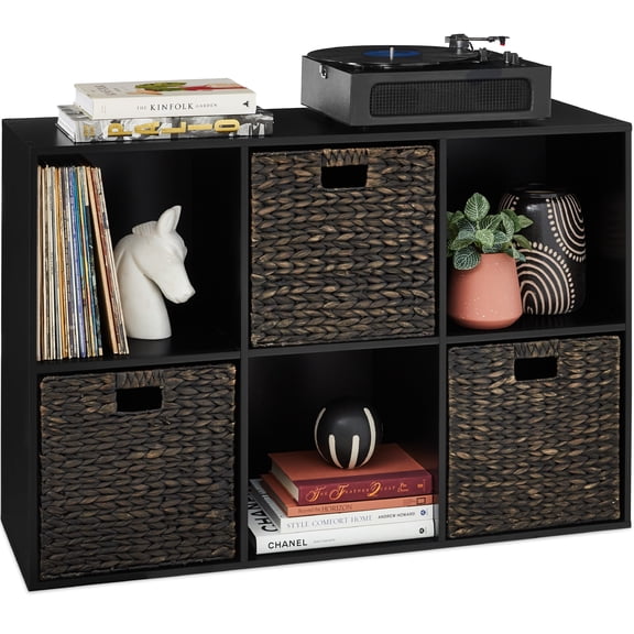 Best Choice Products 6-Cube Bookshelf, 13.5in Display Storage System, Organizer w/ Removable Back Panels - Black