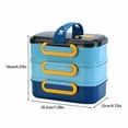thumbnail image 1 of Boîte à Lunch en Acier Inoxydable Bento Couverts Étui Extérieur Portable Isolation Conteneurs Étui Portable Ustensiles Trois Couches Japonais Compartiment pour Enfants Bleu, 1 of 1
