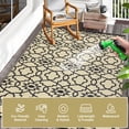 thumbnail image 6 of HOMERRY Geometric Floral Outdoor Rug Straw Plastic Area Rug for Balcony Pool RV Waterproof Reversible Carpet, Brown/Black, 9'x 18', 6 of 6