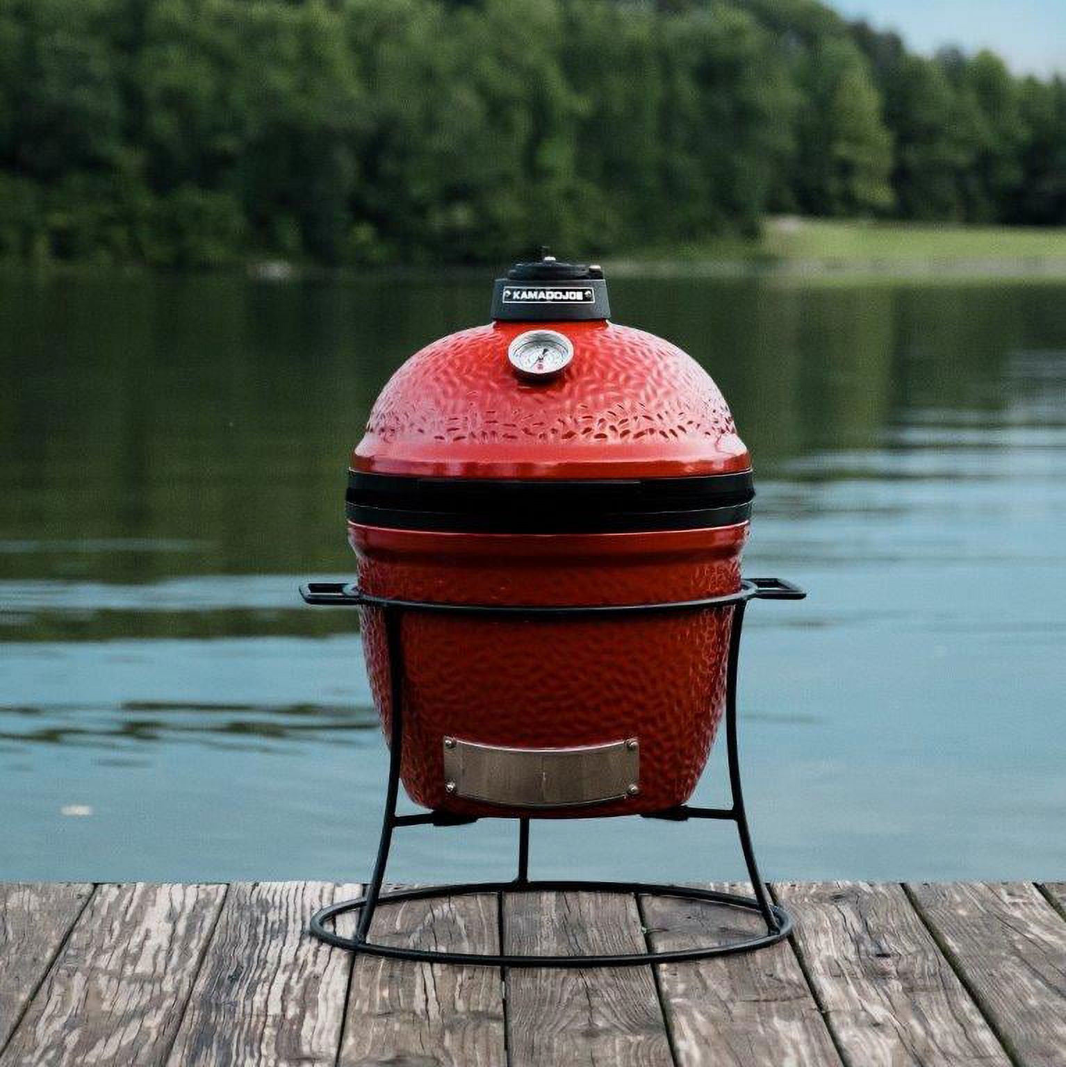 Joe Jr. 13.5 in. Portable Charcoal Grill in Red with Cast Iron Cart, Heat Deflectors and Ash Tool - image 3 of 11