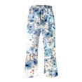 thumbnail image 4 of QATAINLAV Capris Pants with Pockets for Women Fashion Floral Print Cropped Trousers Summer Casual Drawstring Beach Pants Outdoor Linen Straight Capri Pants Sales Prime White 3XL, 4 of 5