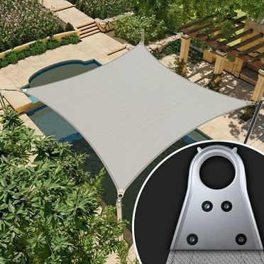 Amgo Custom Size 6' x 13' Super Ring Grey Rectangle Square Sun Shade Sail UPF50+ AGSLR, 98% UV Blockage, Commercial Standard Heavy Duty, 260 GSM Permeable, 5-Year Warranty (We Customize)