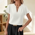 thumbnail image 2 of ClodeEU Womens Summer V-Neck Ruffle Short Sleeve Shirt，Loose Fit Casual Blouse White,Womens Plus XXL, 2 of 7