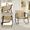 thumbnail image 6 of Asofer 3-Piece Outdoor Rocking Bistro Set, Patio Furniture Set with Glass Table for Poolside, Porch, Lawn, Brown, 6 of 10