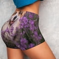 thumbnail image 4 of Lsque Dog in Lavender Flowers Pattern High Waisted Biker Shorts for Women-Tummy Control Fitness Athletic Workout Running Yoga Gym Shorts,Moisture-Wicking-Small, 4 of 9