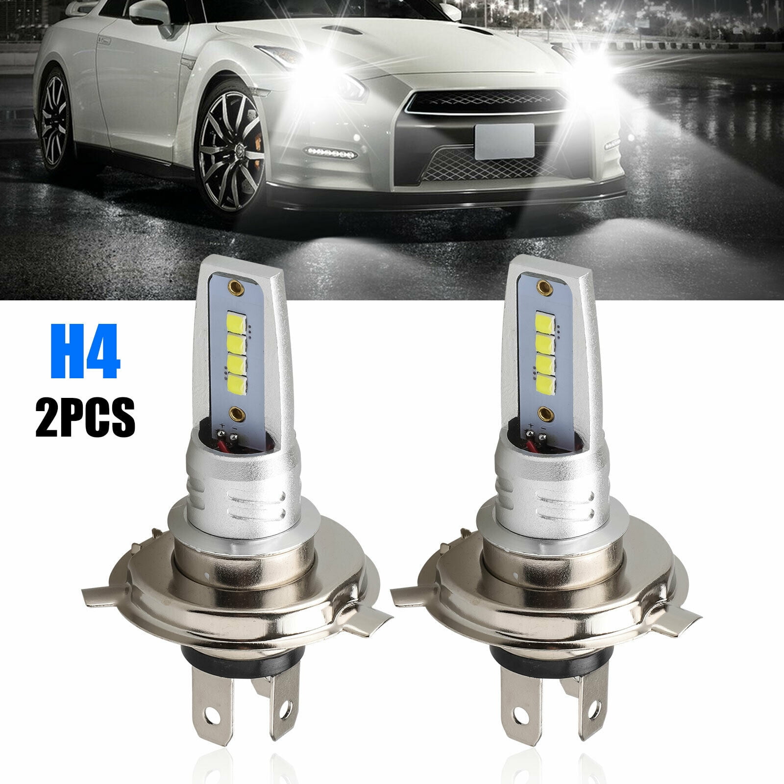 Pair 9003 H4 Led Headlight Bulbs Kit High Low Beam Super Bright 80w