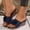 Blue, variant on Women's Open Toe 3D Floral Applique Wedge Slide Sandals, Soft Synthetic Leather Casual Daily Summer Outdoor Mule Shoes(White,5.5)