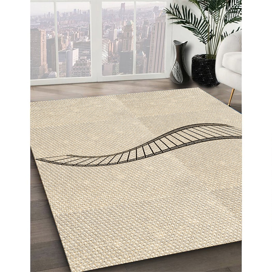 Ahgly Company Machine Washable Indoor Rectangle Transitional Moccasin Beige  Area Rugs, 3' x 5