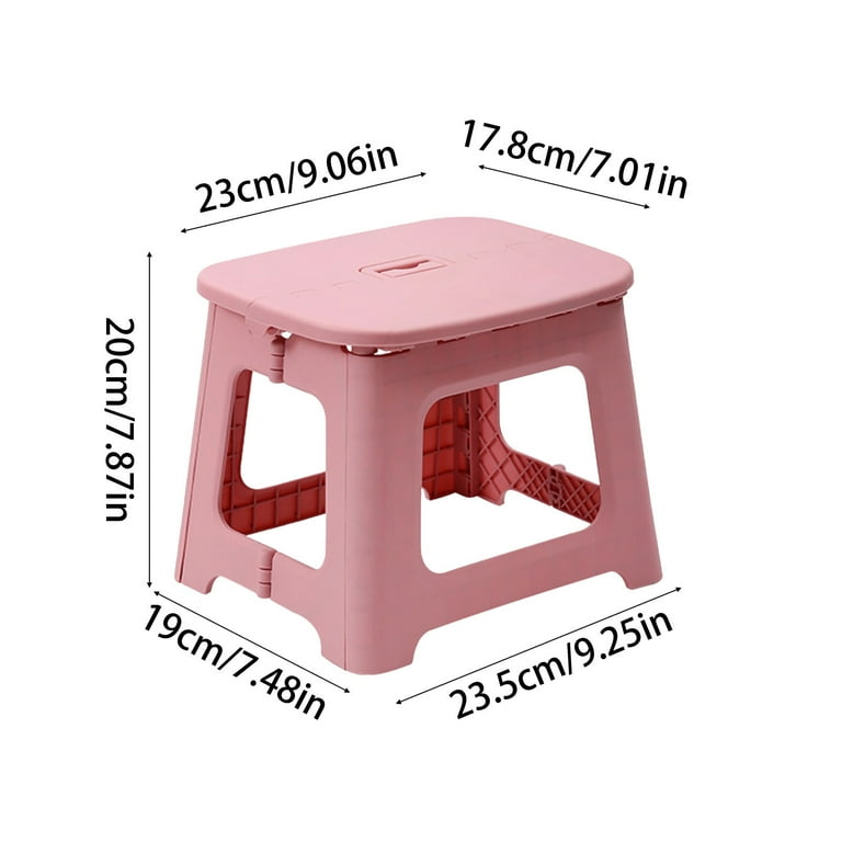 SIYTUAU Pink Foldable Stool Plastic Space Saving Design 9X8X7 Inch