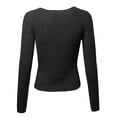 thumbnail image 2 of Women's Long Sleeves Round Neck High-Low Knit Crop Top Sweatshirt, 2 of 3