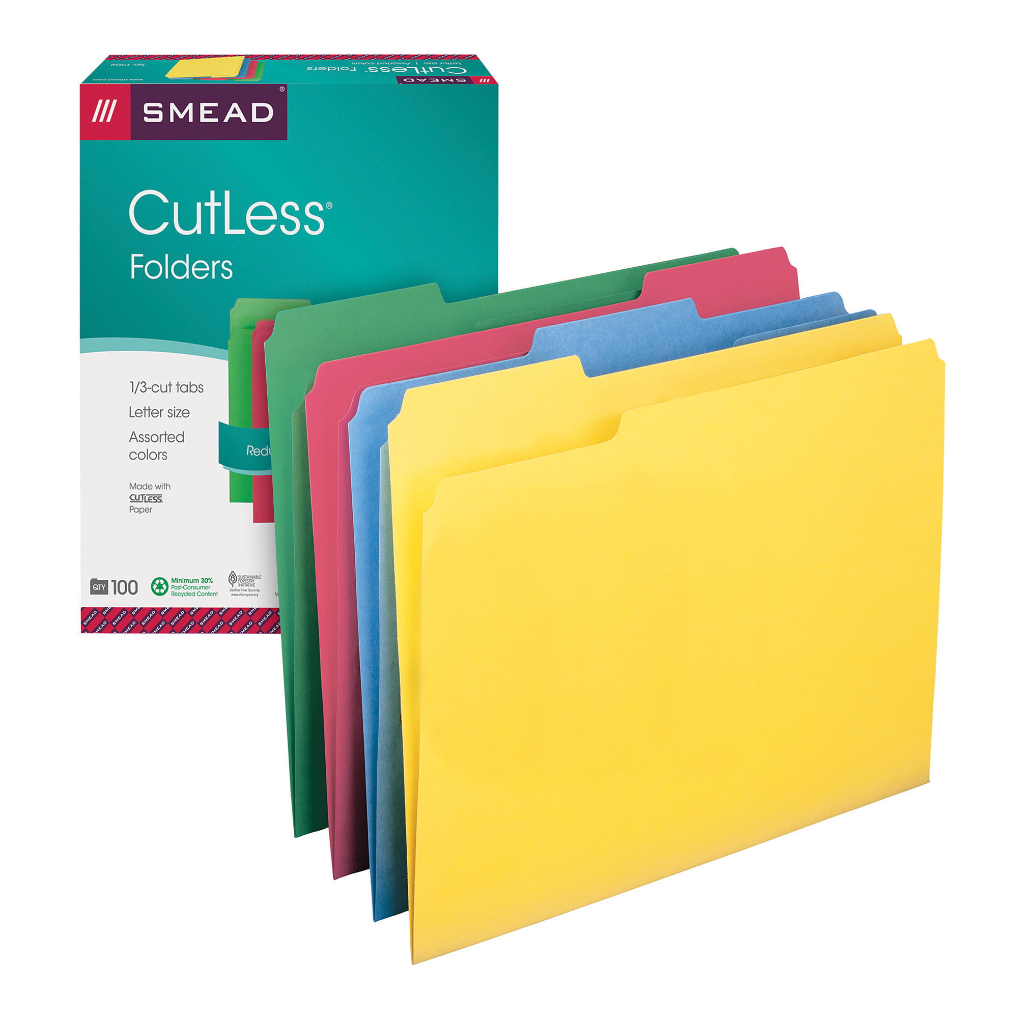 1 Set of 4 4 Colors 1/3 Cut Letter Sz Pendaflex Two-Tone Color File Folders