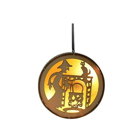 

DTOWER Wooden LED Lamp Witch Pumpkin Hanging Ornament Light for Halloween Decorations