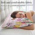 thumbnail image 5 of Tulips Spring Floral Pillow Covers, Linen Long Throw Pillow Case, Pink Plaid Flowers Butterfly Pastoral Holiday Pillow Protector Decorative Cushion Cover for Living Room/Bedroom 20" x 26", 5 of 8