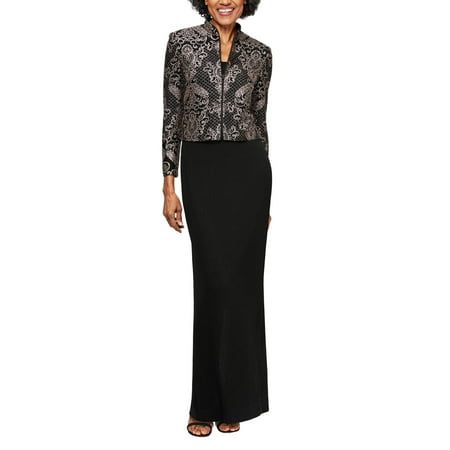 Alex Evenings Womens Gown Jacket Plus Mandarin Neckline
