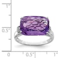 thumbnail image 2 of Primal Silver Sterling Silver Rhodium-plated Checker-cut Amethyst and Diamond Ring, 2 of 4