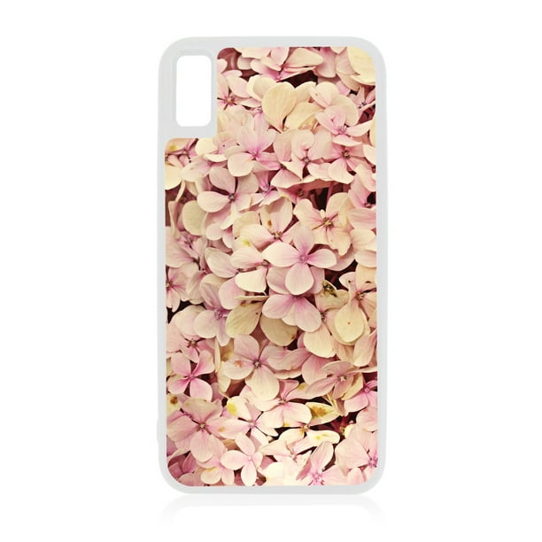 Pink 10xr Flower Case iPhone 10 xr Floral Case White Rubber Case for