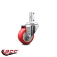 thumbnail image 2 of 3.5 Inch Red Polyurethane Wheel Swivel 7/8 Inch Square Stem Caster SCC, 2 of 2