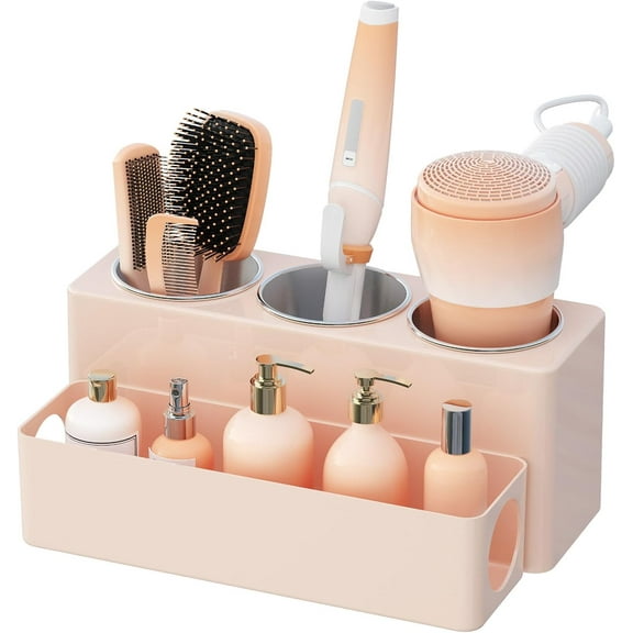 YSTDHL Hair Tool Organizer, Hair Blow Dryer Holder Countertop, Removable Acrylic Hair Brush Storage Stand for Curling Iron/Hair Styling Tools/Makeup Accessories in Bathroom, Vanity, Kitchen