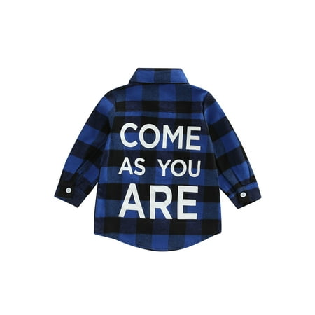 

Toddler Baby Boys Girls Lapel Long Sleeve Button Down Plaid Tops Jacket