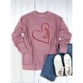 thumbnail image 5 of Xuanfei Women Heart Graphic Crew Neck Long Sleeve Side Pocket Top, 5 of 7