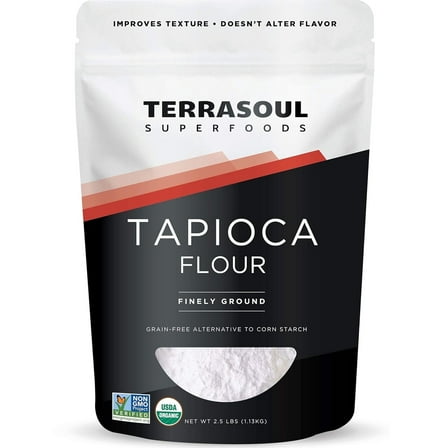 Terrasoul Superfoods Organic Tapioca Flour Starch, 2.5 Lbs - Gluten-free | Improves Texture for Keto Baking | Doesn't Alter Flavor