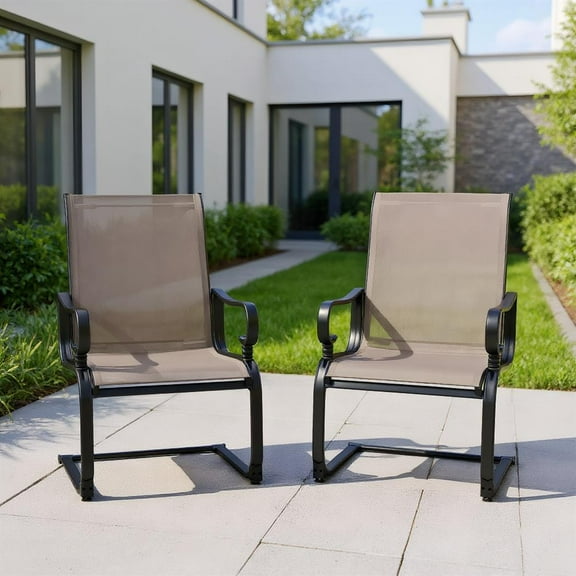 Topcobe Set of 2 Patio Chairs with Quick-drying and Breathable Fabric for Backyard, Outdoor Patio Furniture for Garden Backyard Pool Deck-Gray