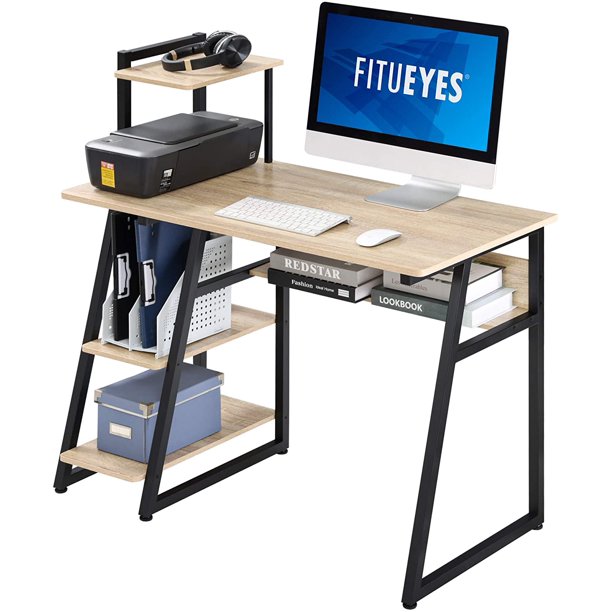 FITUEYES Computer Desk with Shelves, 40 Inch Modern Style PC Desk for