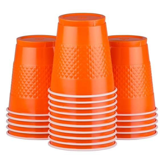 JAM Paper Plastic Cups, 12 oz, Orange, 20/Pack