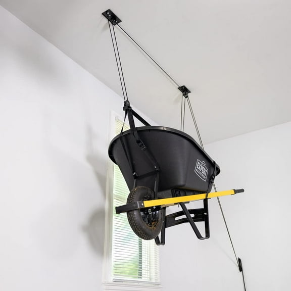 StoreYourBoard Wheelbarrow Ceiling Storage Hoist, Hi-Lift Pro, Garage Organizer, Hanging Pulley Rack
