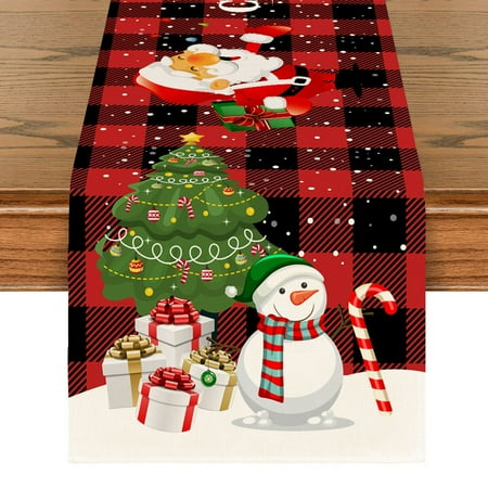 

Mojoyce Christmas Decorations Christmas Table Runner Cloth Multi-purpose Tablecloth for Dining Room Table