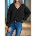 thumbnail image 6 of Women'S Winter Button Down Cardigan Sweaters Casual Coats Oversized Chunky Cable Knit Long Sleeve Outwear Black M, 6 of 8