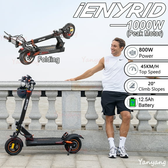 ‌‌iENYRID M4 PRO S  Powerful 1000W Peak Motor Electric Scooter, 28MPH Top Speed,10inch Foldable in Seconds, UL 2272 Certified,12.5Ah Battery, Free Shipping