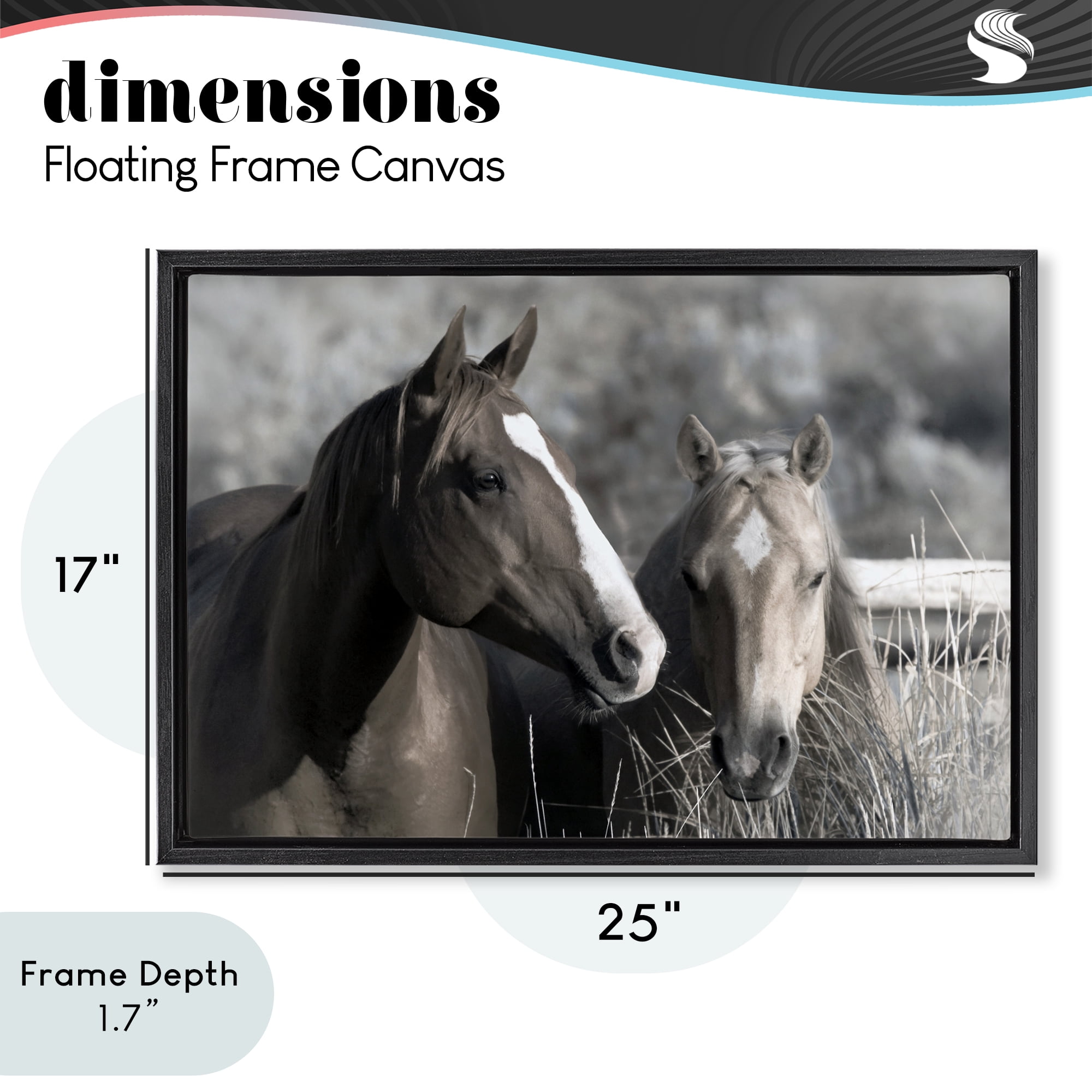 Stupell Industries Content Horses In Pasture Black Framed Floater Canvas Wall Art, design by Danita Delimont
