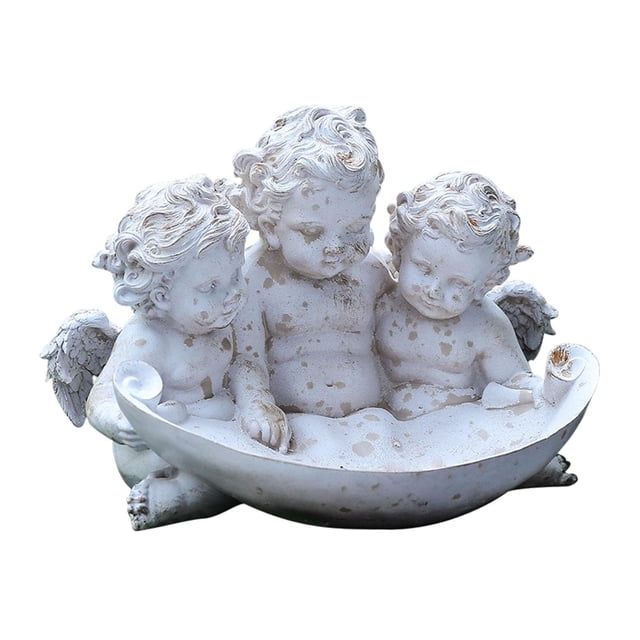 Maytalsory Angels Garden Statue Sculpture for Landscape Bowl Poolside Bird Areas Feeder