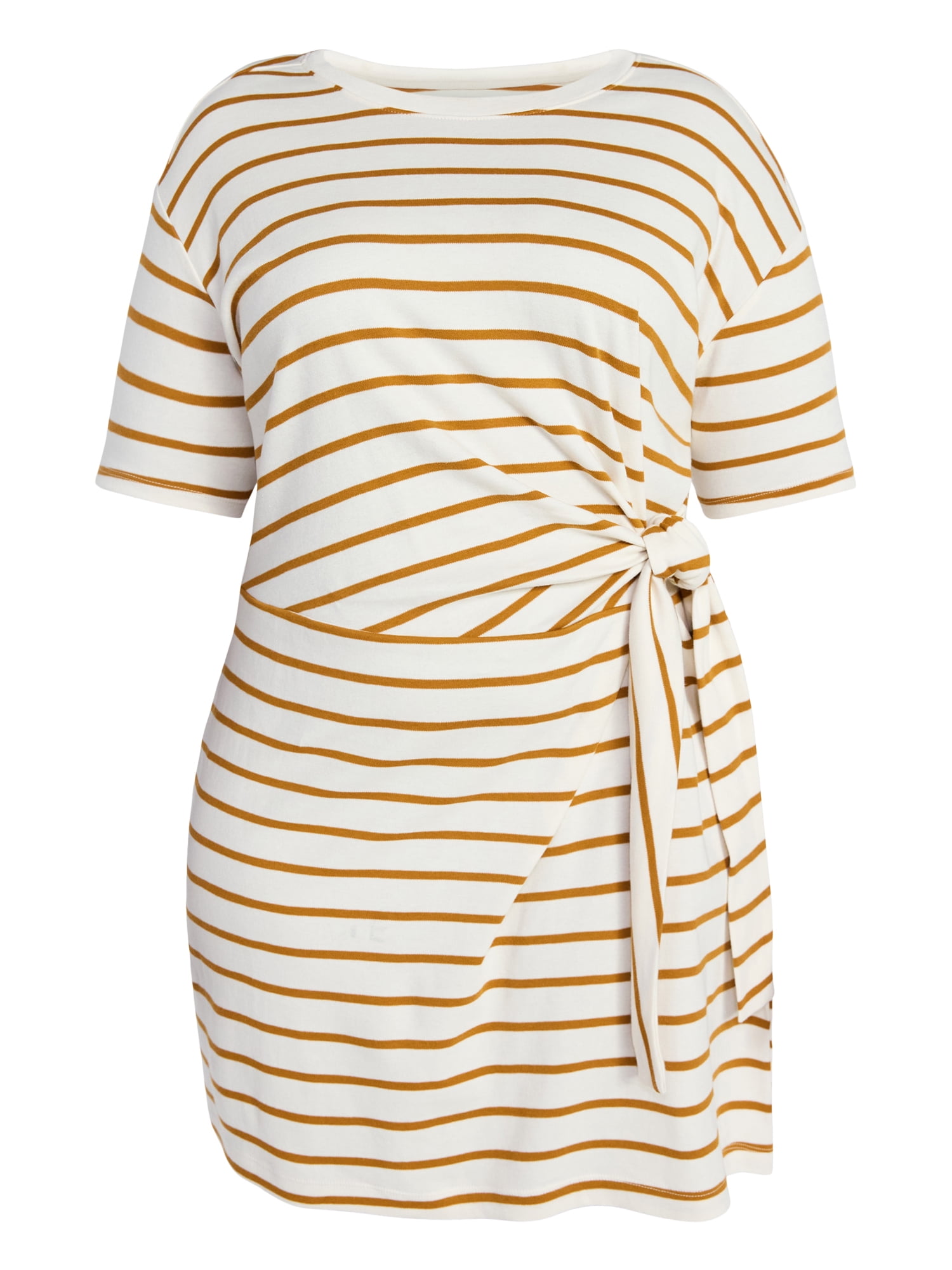 Terra & Sky Women’s Plus Front Twist Dress with Short Sleeve, Size 0X-5X