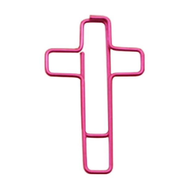 MTBLYS Clips de papel con forma de cruz color macaron | Clips de papel creativos con forma de cruz para oficina | Duraderos y de colores vibrantes | 50 unidades