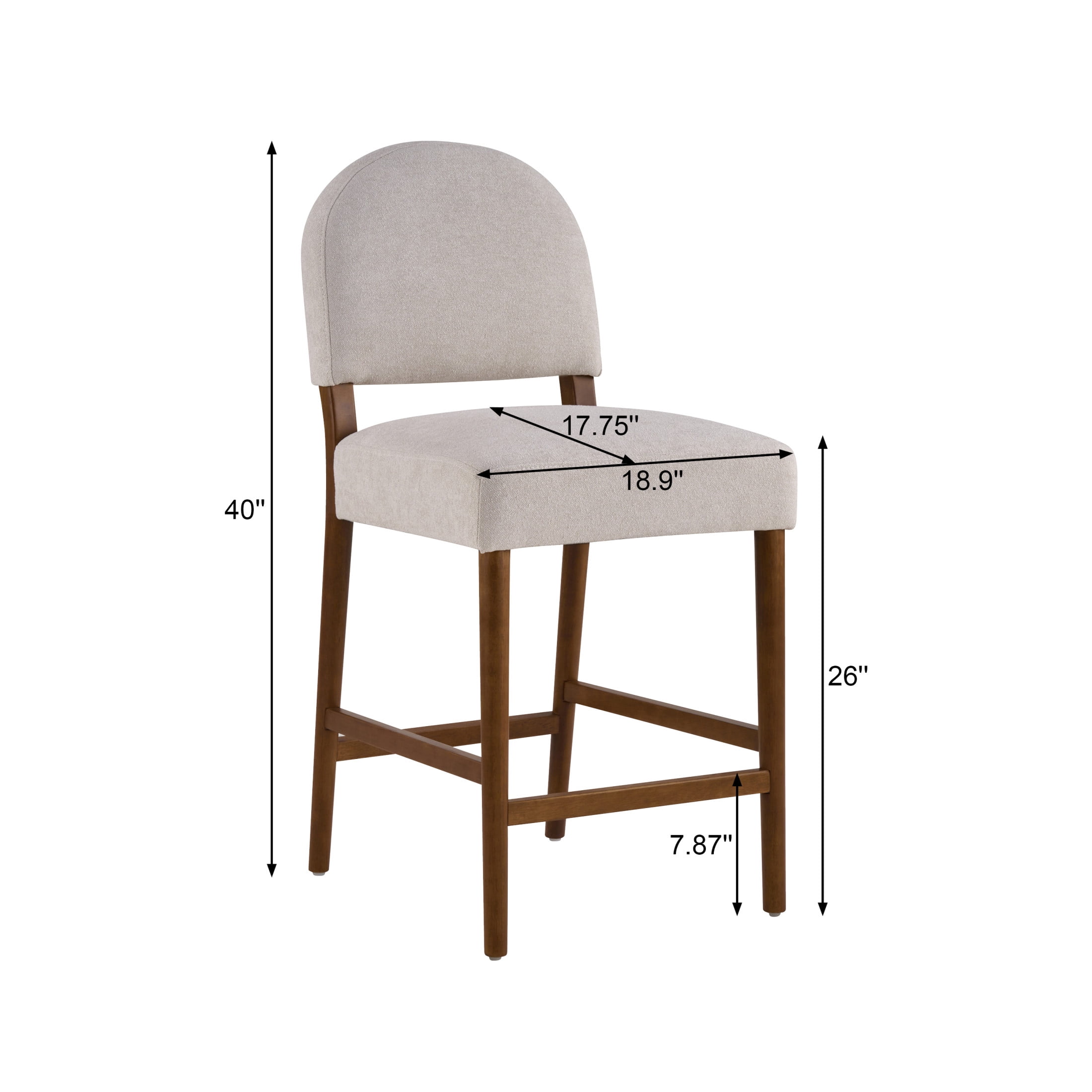 Christopher Knight Home 40" Modern Counter Height Fabric Bar Stools Set of 2, Rubberwood Frame, Light Gray