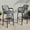 Black+Gray, variant on Lyric Modern 29" Outdoor Patio Bar Stools, Bar Chairs with Wood Grain Finish Frame with Hand-Woven PE Rattan Rope, Removable Cushions, Teak+Beige, Set of 2