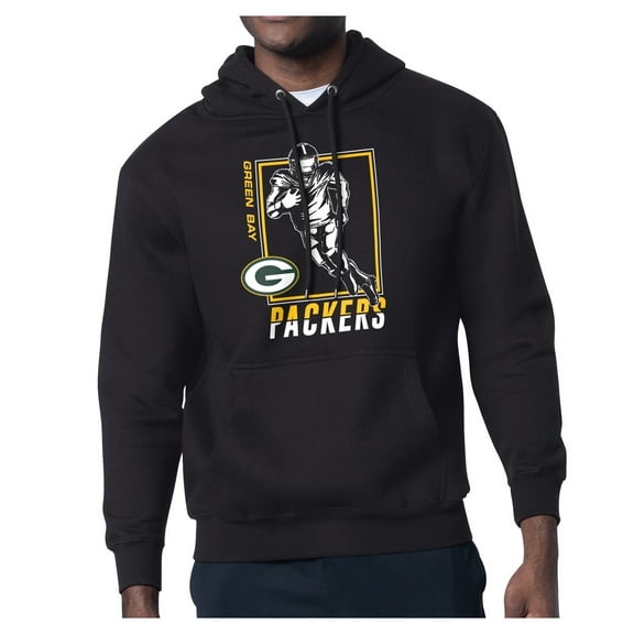 Men's Starter Black Green Bay Packers Player Grid Pullover Hoodie