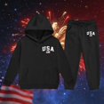 thumbnail image 4 of YunPes Boys USA Sweatshirt Suits Letter & Flag Print Hoodies Harems Pants with Elastic Waist Independence Day Pullover Outfits, 4 of 4