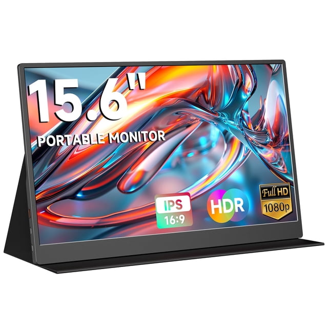 qaf 15.6 Inch Portable Monitor for Laptop, FHD 1080P USB-C HDMI Computer Monitor 100% sRGB HDR IPS Display, Ultra-Thin Travel Second Screen Compatibl
