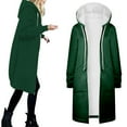 thumbnail image 2 of UJNDER Women's Hooded Sweatshirt Solid Color Drawstring Long Zipper Pocket Jacket Style Pullover Winter Dark Green M, 2 of 9