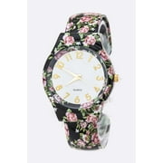 Women Flower Printed Bangle Watch Gift Set - JCP2973